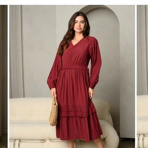 NEW Polagram dress burgundy womens maxi elegant S;M;L